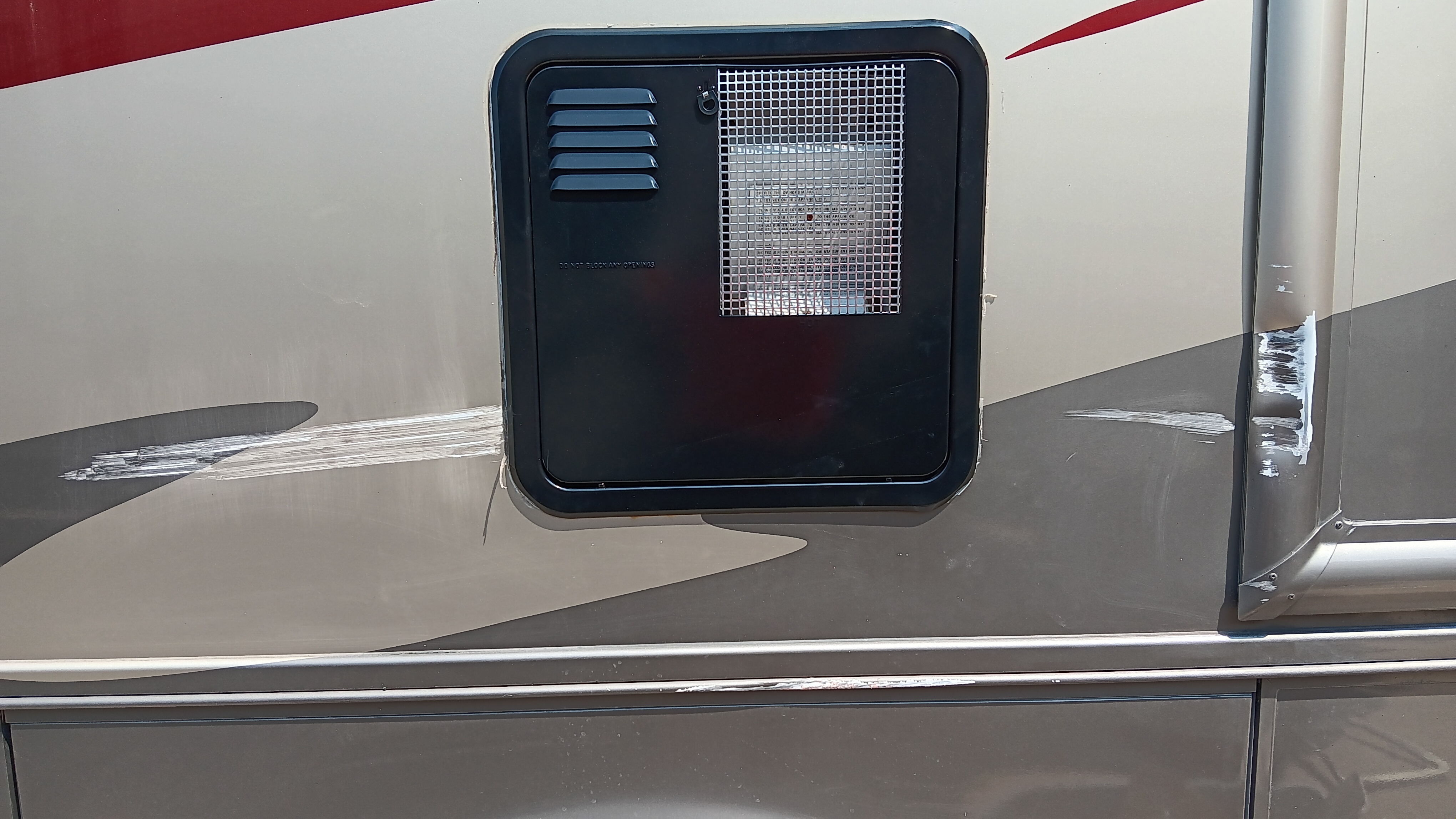 RV Allegro Bay body work and custom painting in Virginia Beach — Before
